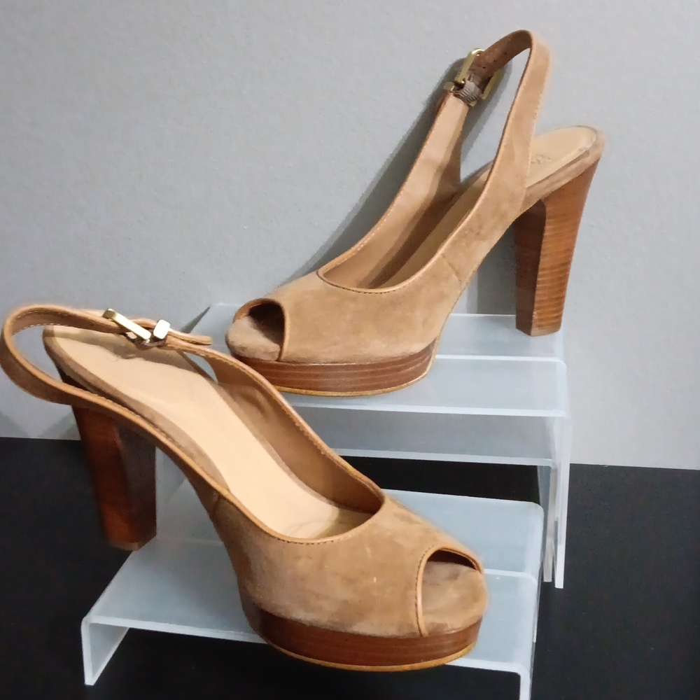 UGG Tan Suede Slingback peephole Heels
